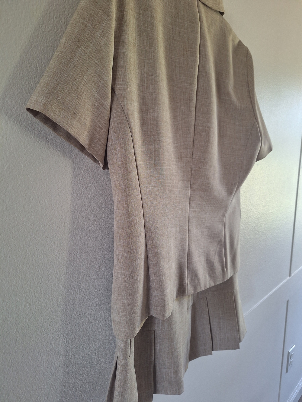 Perceptions Beige Short-Sleeve Skirt Suit - Picture 5 of 6